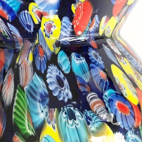 Millefiori Cobalt Blue Art Glass Bouquet Vase 7in Tall Heavy! - Picture 5 of 12